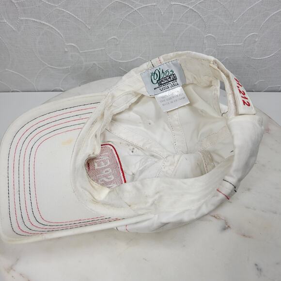 Vintage Obo's‎ Aspen Adjustable Panel Hat Red White Embroidered Cotton Cap - Picture 10 of 16